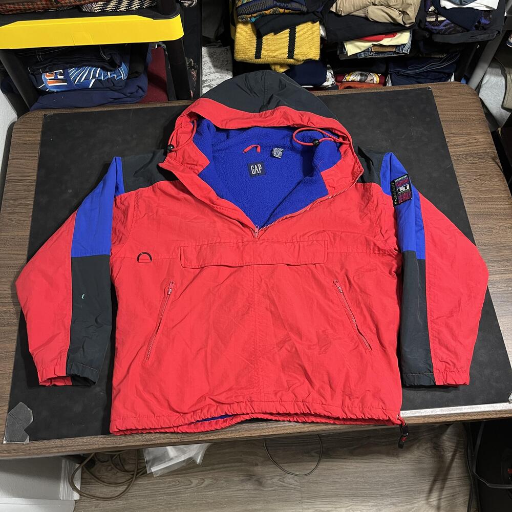 Vintage GAP Alpine LT Series Jacket Mens Medium Red Ski Anorak Hooded 90s